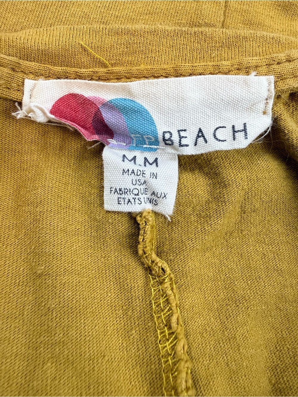 Beach M.M Mustard Yellow Cotton Ruched Sleeve Top Made in USA Size M/M oversized - Picture 5 of 9